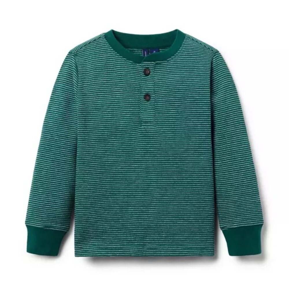Janie and Jack Striped Boys' Henley Long Sleeve Tee Size 12 New